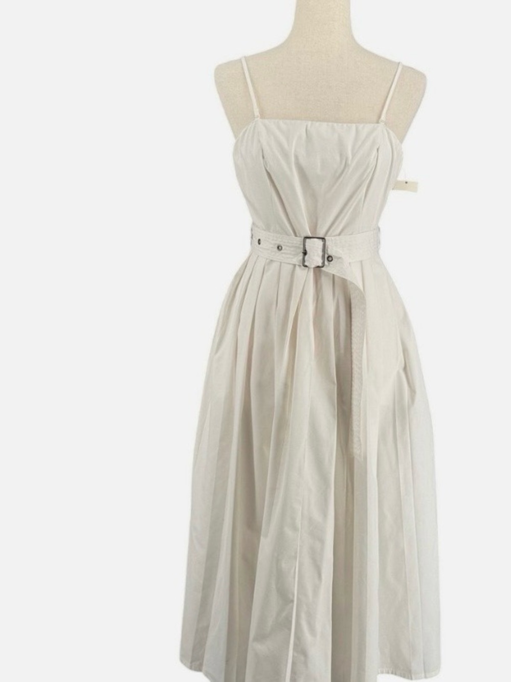a new day Cream Spaghetti-Strap Belted Midi Dress